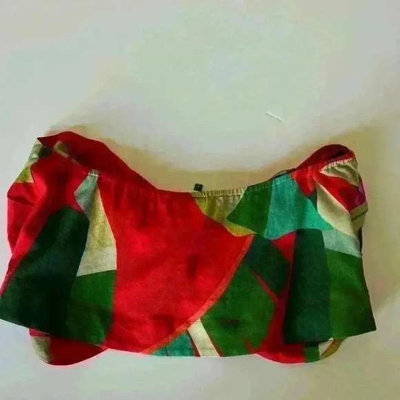 Farm Rio Heliconia Linen Blend Tropical Strapless Top. - Picture 5 of 7